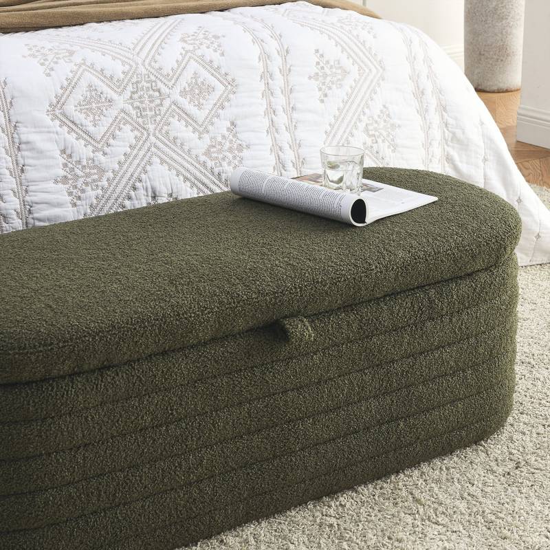 Cozy Green Teddy Storage Bench