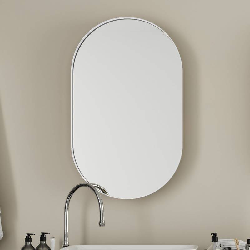 Sleek Oval Mirror Cabinet - Stylish Storage for Your Bathroom