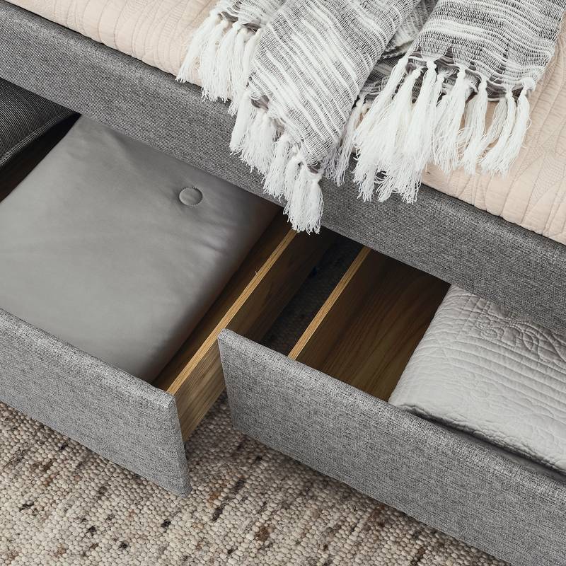 Stylish Grey Daybed with Storage Drawers