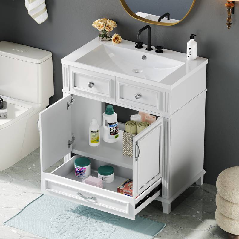 Charming Retro Bathroom Vanity with Soft Close Doors