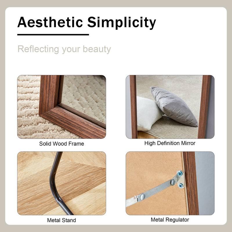 Elegant Wood Grain Full-Length Mirror