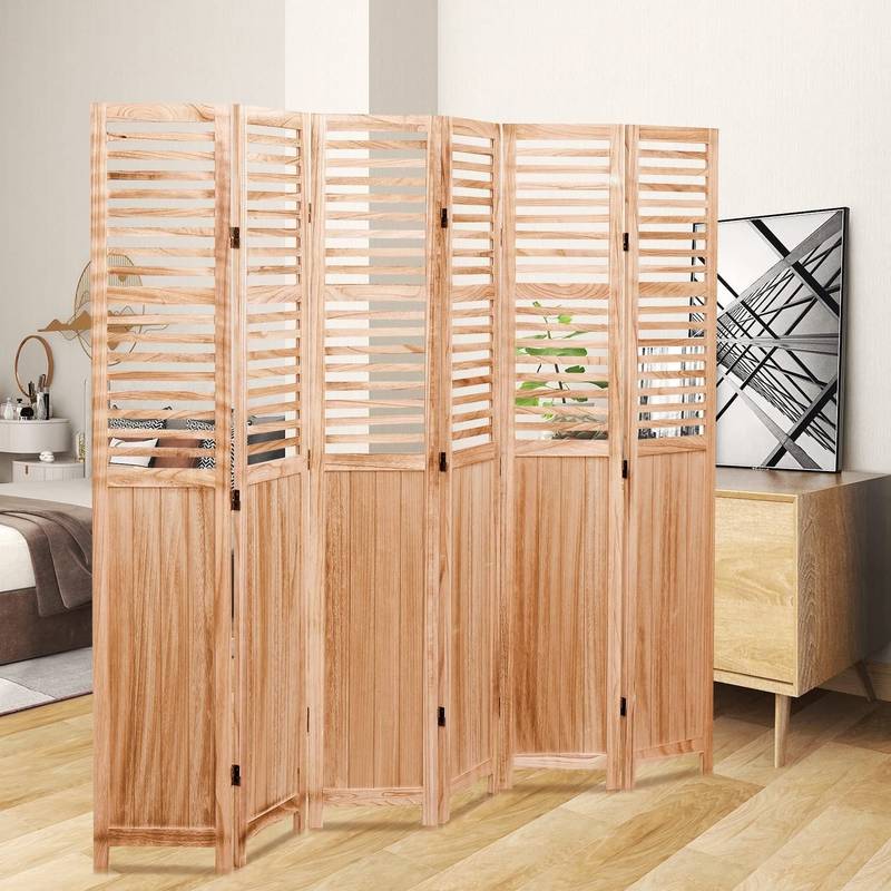 Natural Wood Folding Room Divider