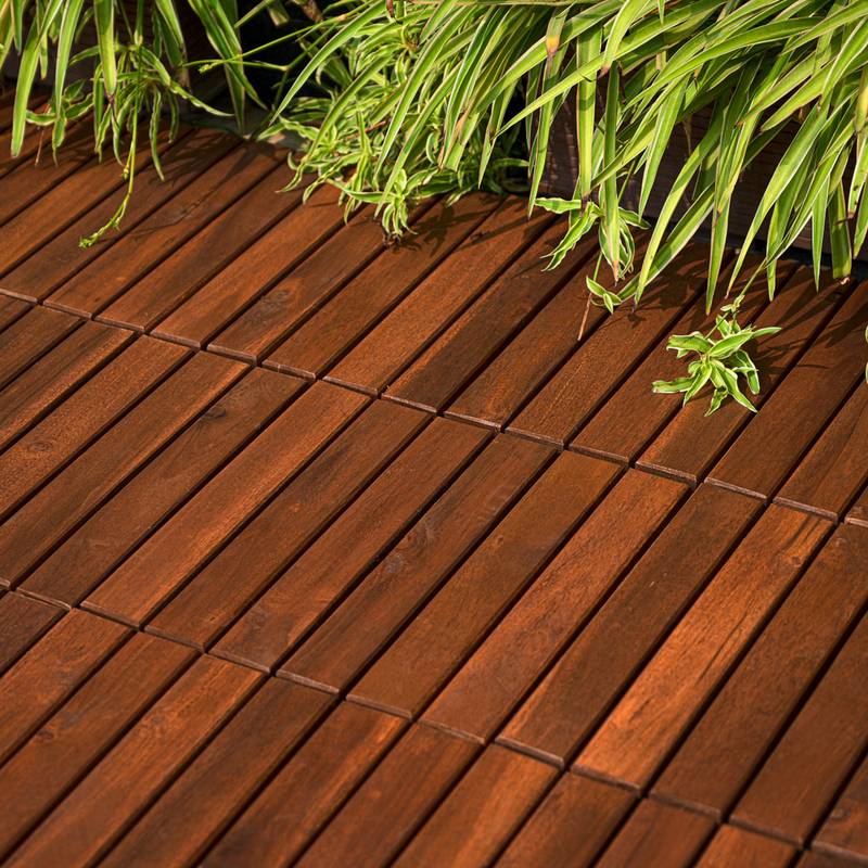 Acacia Interlocking Deck Tiles - Stylish Outdoor Flooring