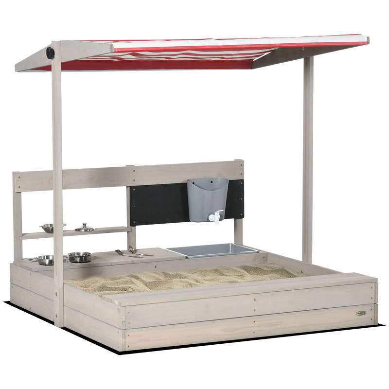 Sunny Play Sandbox with Canopy and Kitchen Set for Kids
