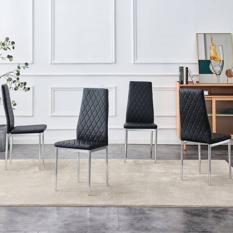 Chic Checkered Dining Chair Set