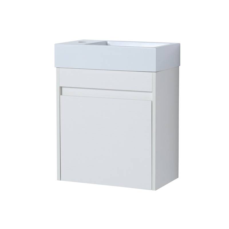 Sleek Wall-Mounted Bathroom Vanity with Soft-Close Door & White Sink