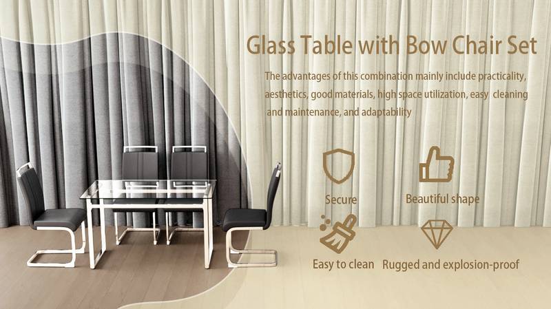 Elegant Glass Dining Set for Four