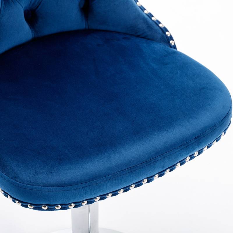Chic Velvet Swivel Barstools - Set of Two in Blue