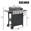 Stainless Steel 4-Burner Propane Grill with Shelves & Wheels