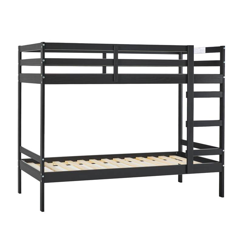 Chic Black Twin Bunk Bed in Solid Wood