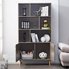 Chic Gray Oak Bookcase with Doors