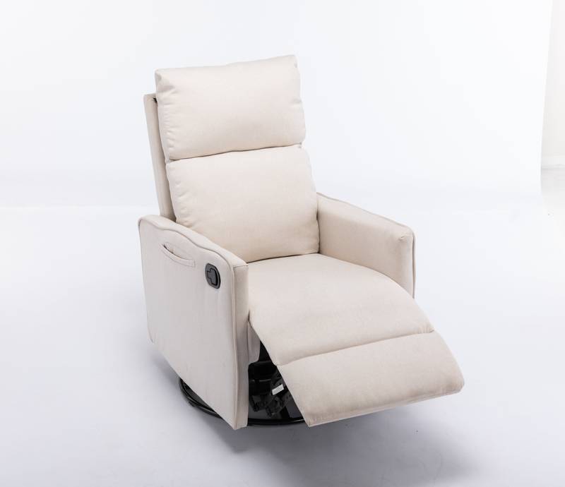 Cozy Beige Swivel Rocker Glider Chair