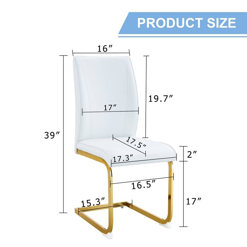 Elegant Arch Dining Chairs - Set of 4 White with Gold Legs