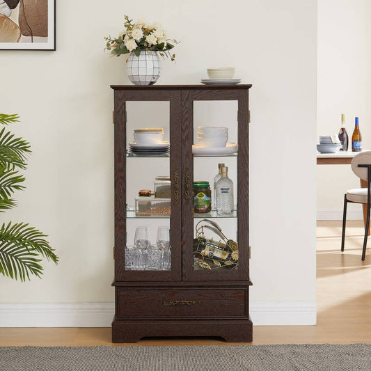Radiant Cherry Display Cabinet with Adjustable Shelves