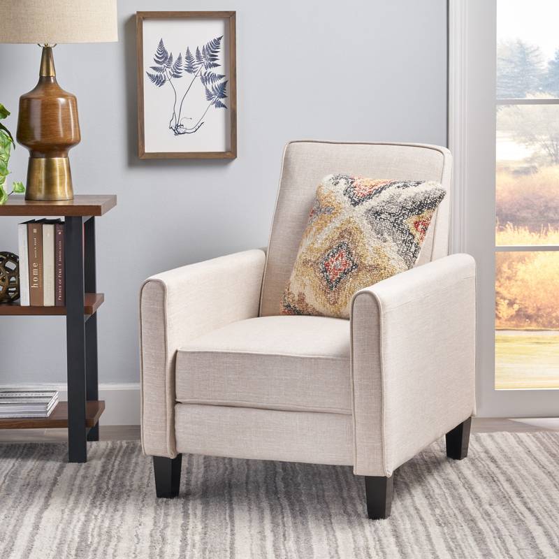 Chic Linen Push-Back Chair in Light Beige