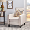 Chic Linen Push-Back Chair in Light Beige