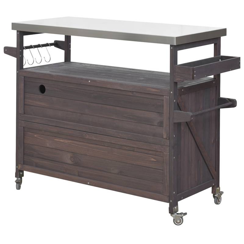 Rustic Rolling Outdoor Kitchen Bar & Grill Station
