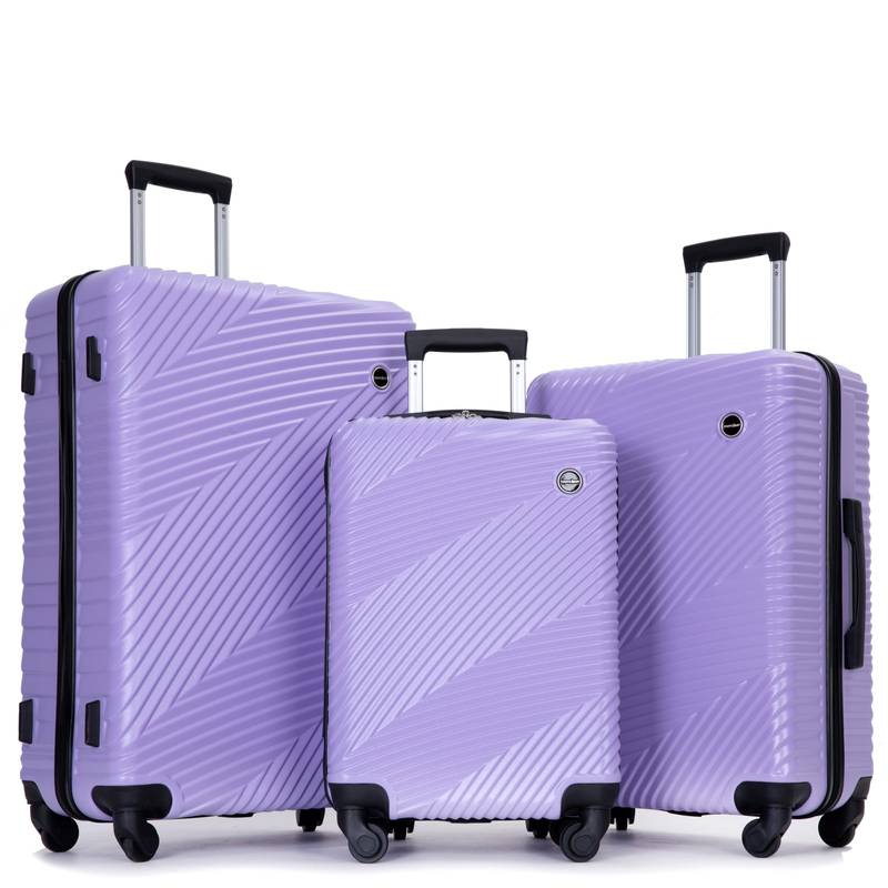 Lightweight Purple Luggage Set with Spinner Wheels