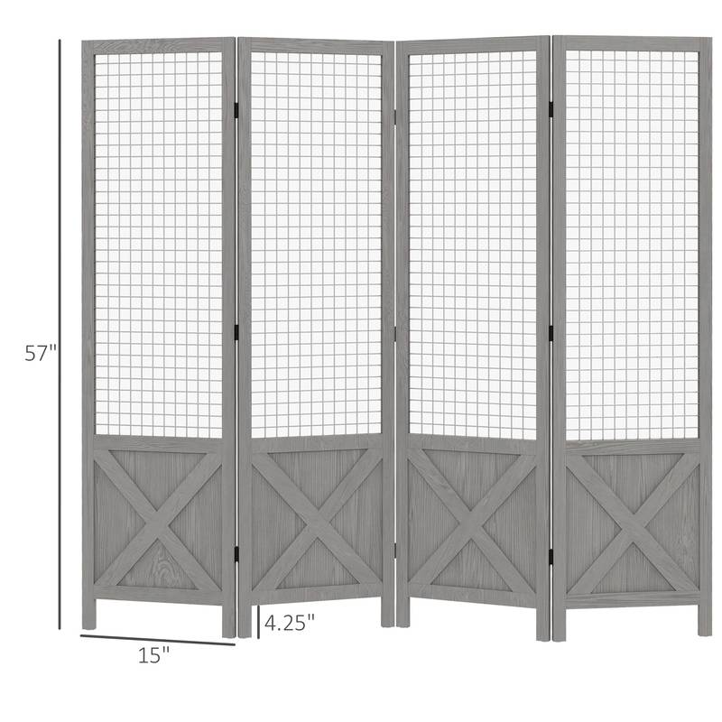 Chic Folding Room Divider - Portable Privacy Screen in Distressed Gray