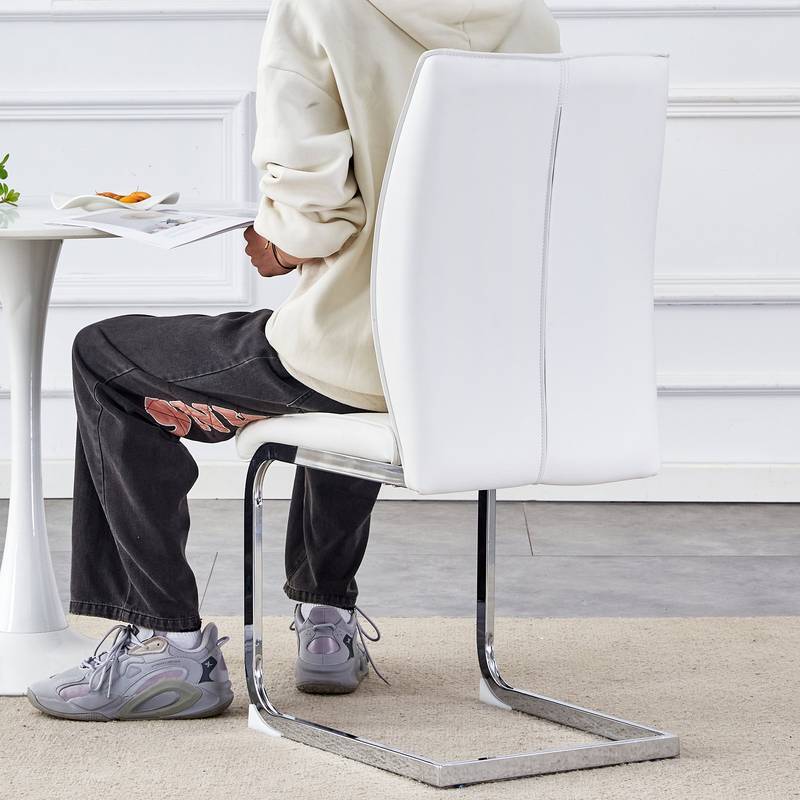 Chic White Curve Dining Chairs - Set of 4