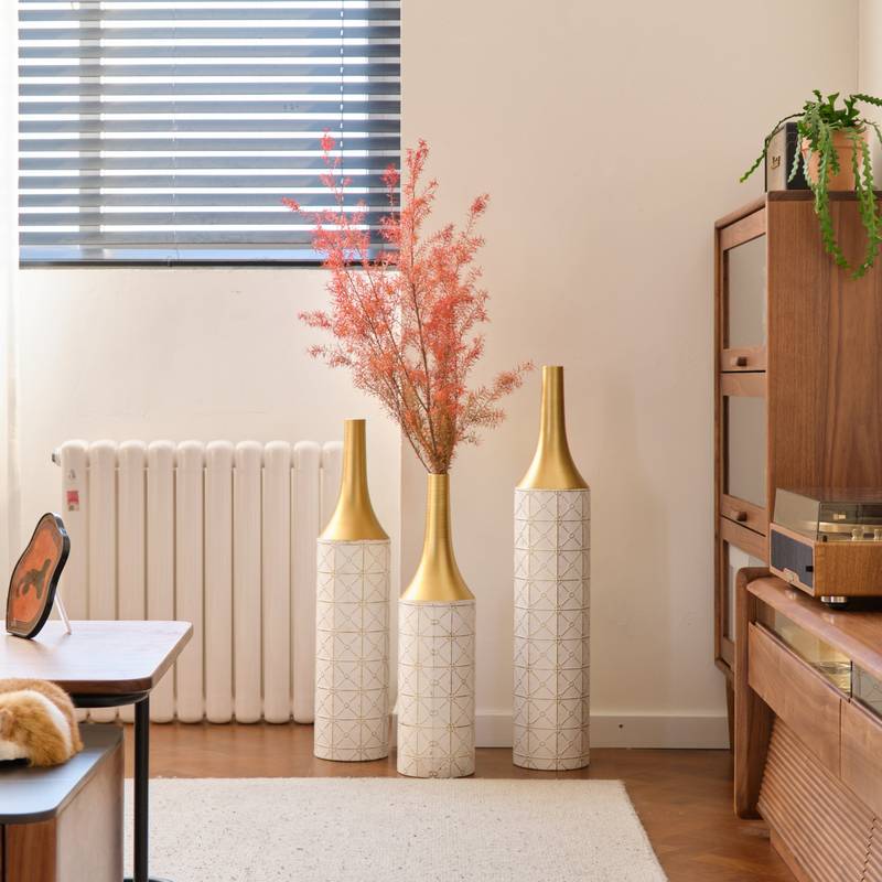 Gorgeous White Metal Vase Trio