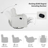 Cozy Beige Swivel Rocker Recliner with Pillows