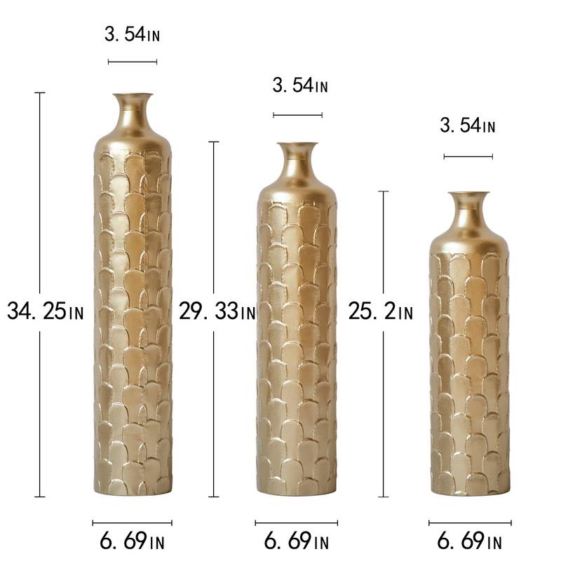 Charming White Metal Vase Trio