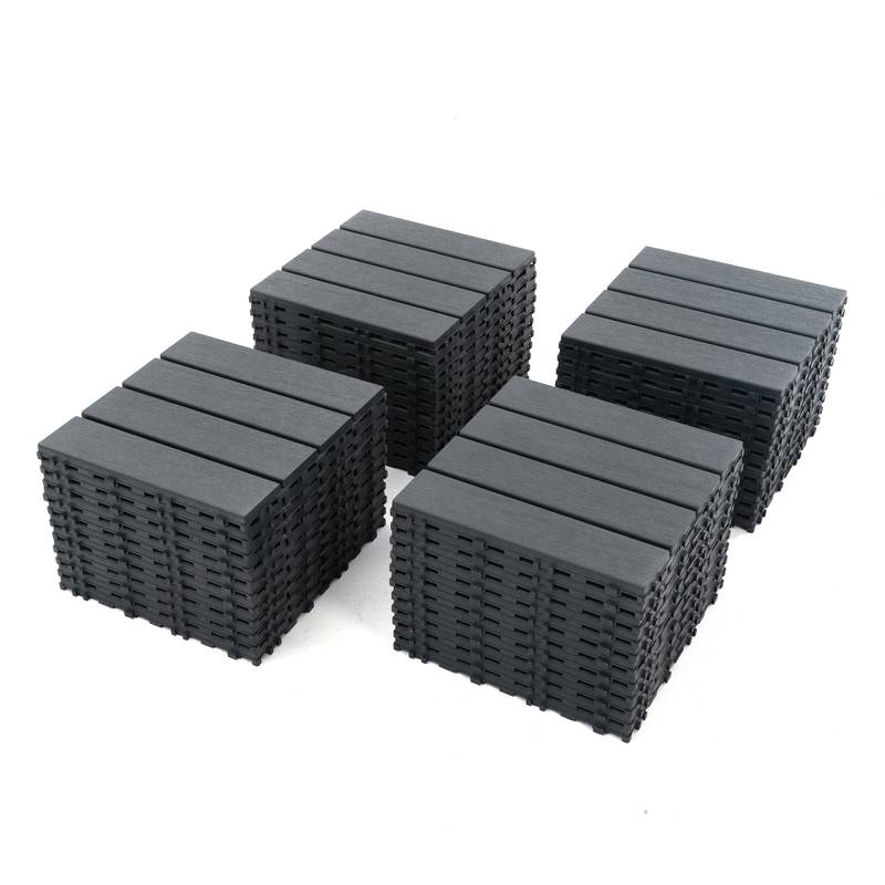 Outdoor Grey Deck Tiles - Durable Interlocking Patio Solution