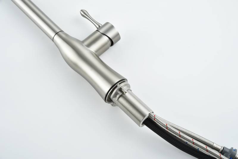 Sleek Brushed Nickel Pull-Down Kitchen Faucet