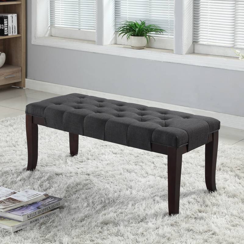 Cozy Gray Tufted Bench