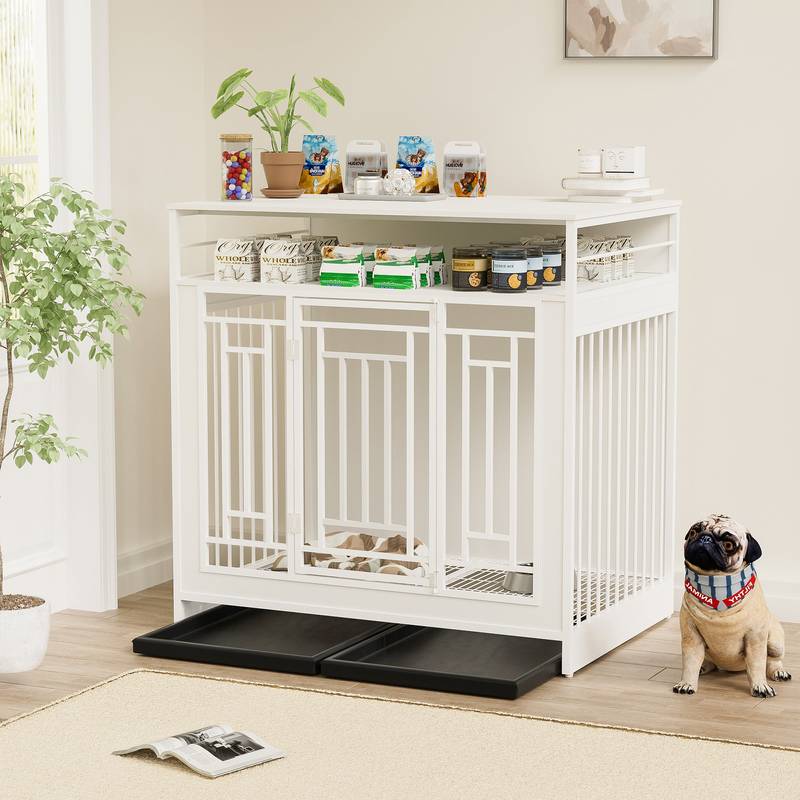 Stylish Wooden Dog Crate with Storage for Large Dogs
