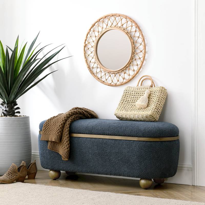 Cozy Blue Storage Ottoman Bench