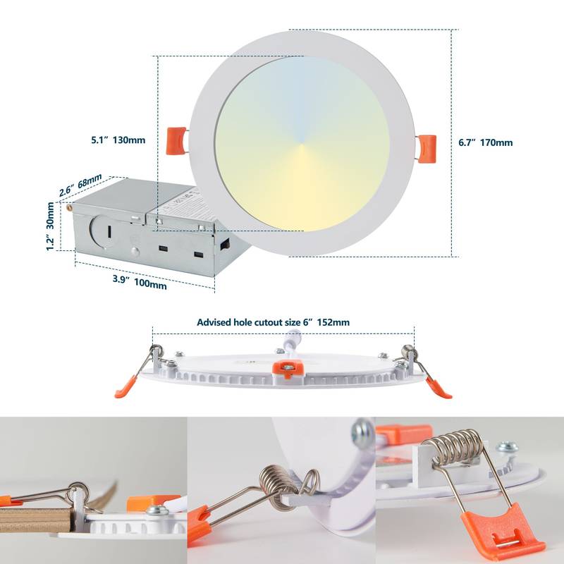 Ultra-Thin LED Recessed Lights - Dimmable & Color Changing, Pack of Twelve