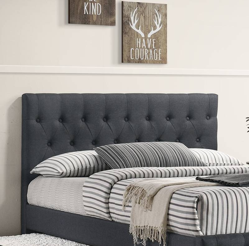 Cozy Charcoal Twin Bed with Trundle and Tufted Headboard