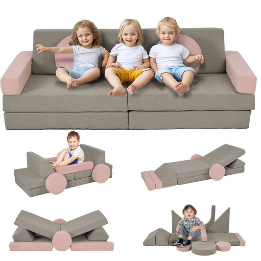 Cozy Kid's Play Couch Set in Pink