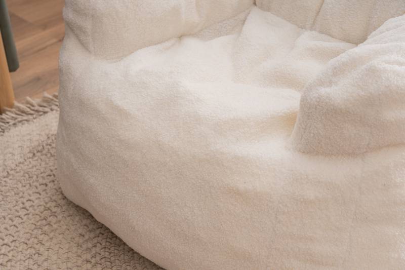 Cozy Teddy Bean Bag Chair in Ivory White