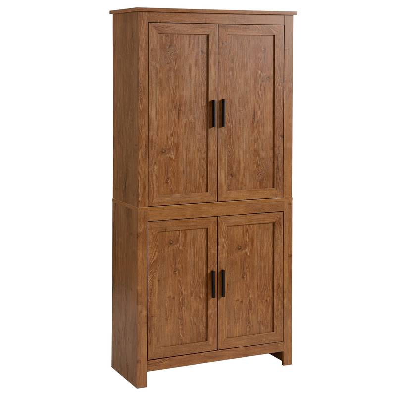 Stylish Oak Kitchen Pantry with Adjustable Shelves