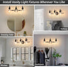 Brushed Gold Modern Vanity Light with Clear Glass Shades