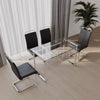 Sleek Glass Dining Set for Four with Chic Silver Legs