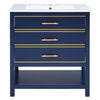 Navy Chic Bathroom Vanity with Open Storage