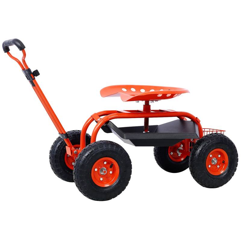 Garden Buddy Scooter: Rolling Seat with Tool Tray and Swivel Convenience
