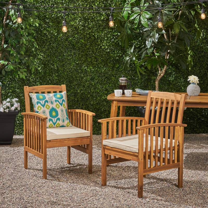 Cozy Acacia Dining Chairs Set with Cushions