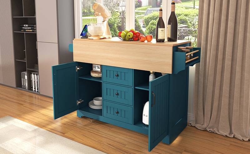 Versatile Rolling Kitchen Island with Drop Leaves and Power Outlet