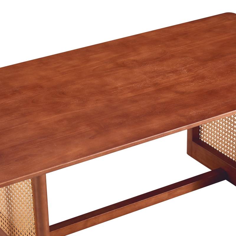 Walnut Rattan-Inspired Tea Table