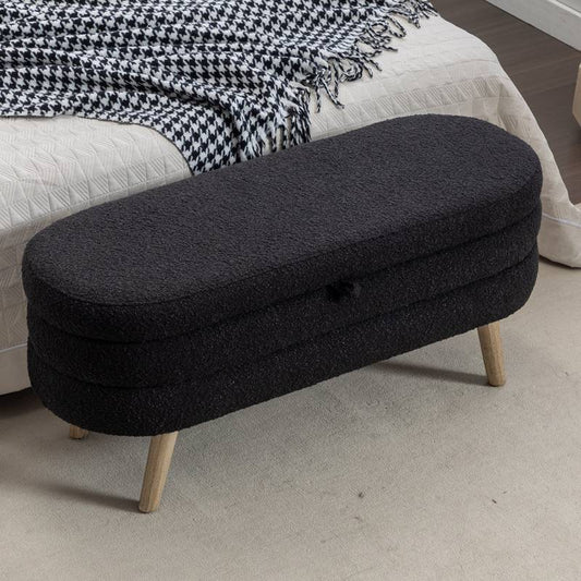 Chic Boucle Storage Bench - Stylish & Versatile for Any Room