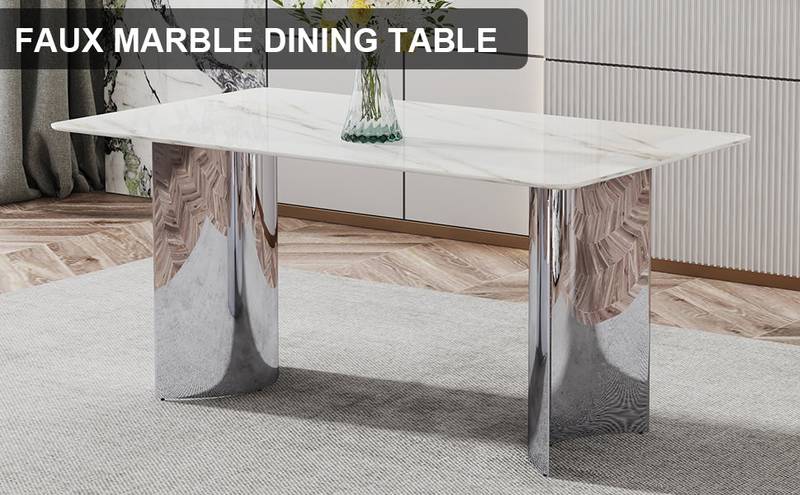 Sleek Marble-Design Dining Table