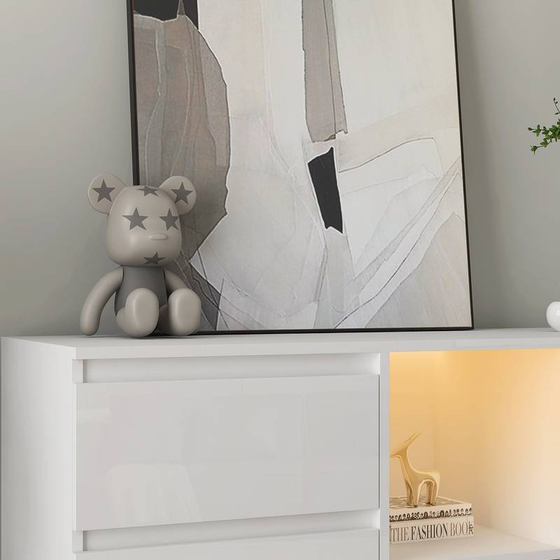 Sleek White Gloss Sideboard with LED Glow
