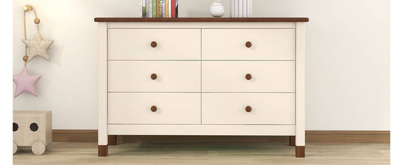 Charming Kids' Storage Dresser in Cream & Walnut