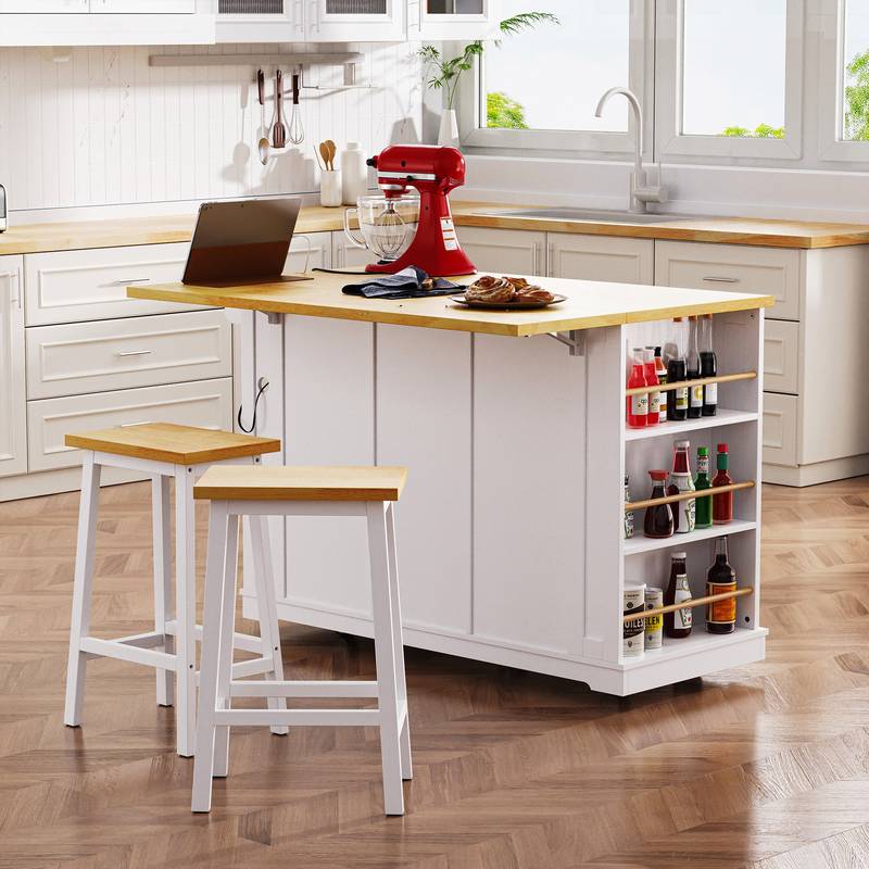 Cozy Kitchen Island with Bar Stools & Storage