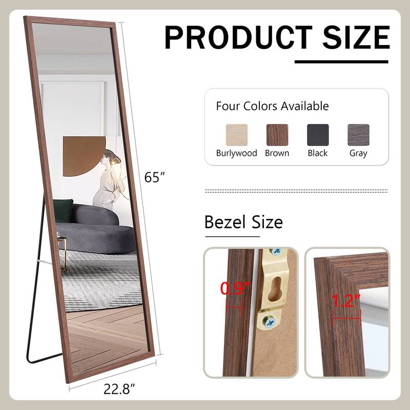 Elegant Wooden Framed Full-Length Mirror